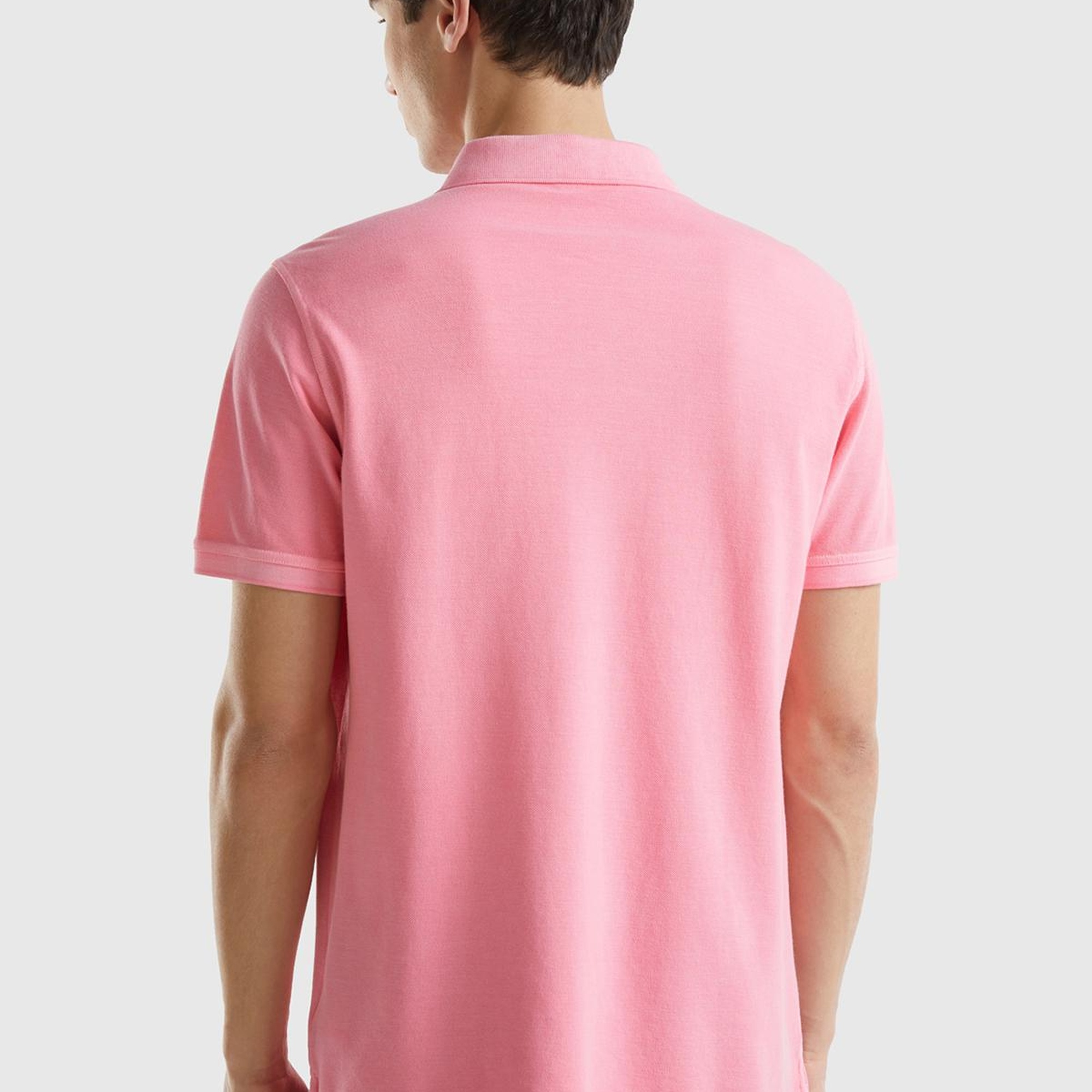 Erkek Açık Pembe %100 Pamuk Göğsü Yama Logo İşlemeli Polo Yaka T-Shirt