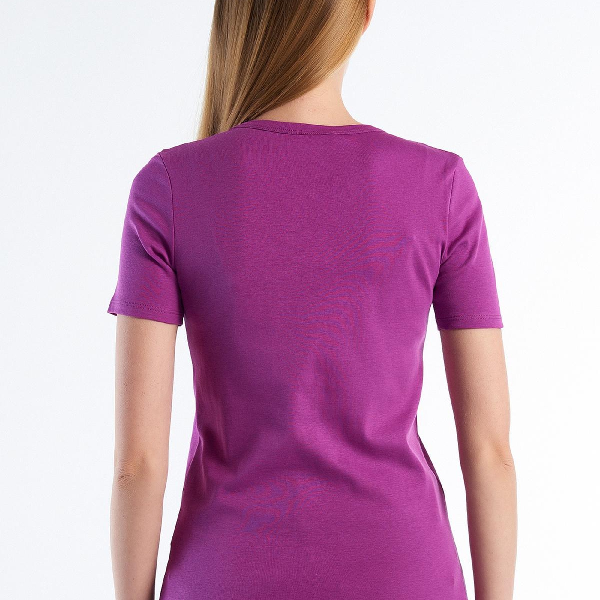 Kadın Mor %100 Koton Benetton Yazılı Basic T-Shirt