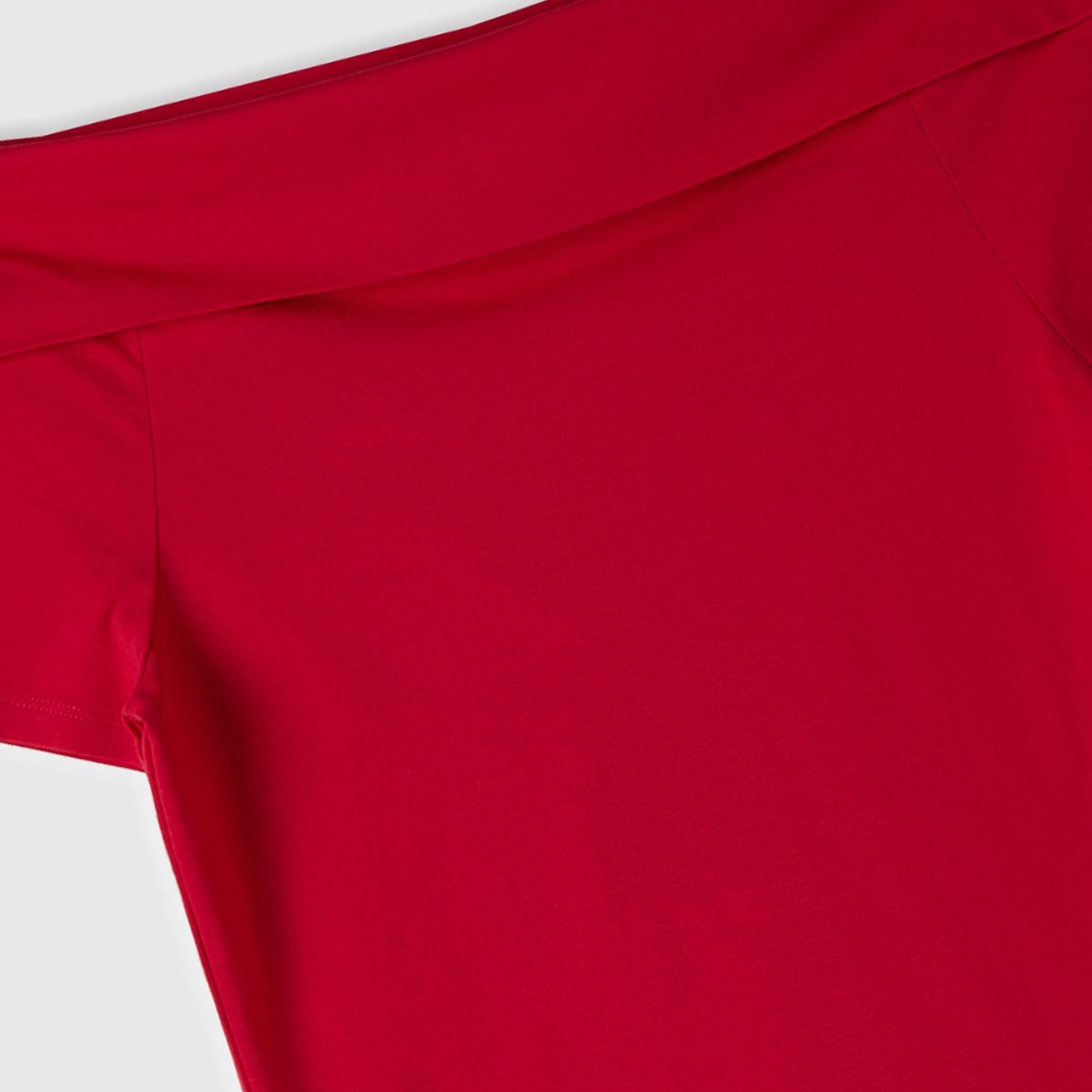 Kadın Vişne Pamuk Karışımlı Beli Daralan Kısa Kollu Şal Yaka T-shirt