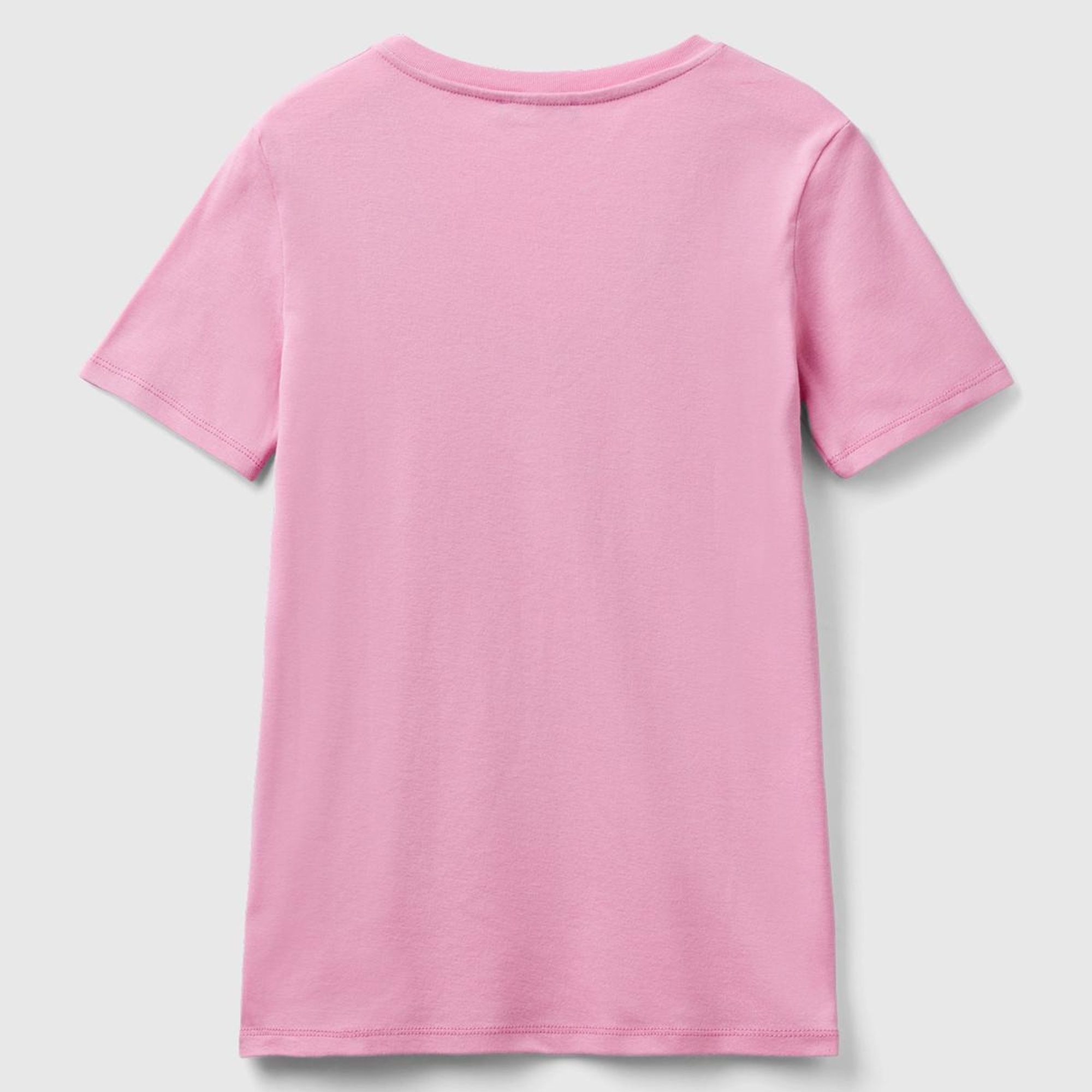 Kadın Açık Pembe %100 Pamuk V Yaka Basic T-Shirt