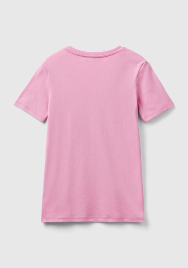  Kadın Açık Pembe %100 Pamuk V Yaka Basic T-Shirt
