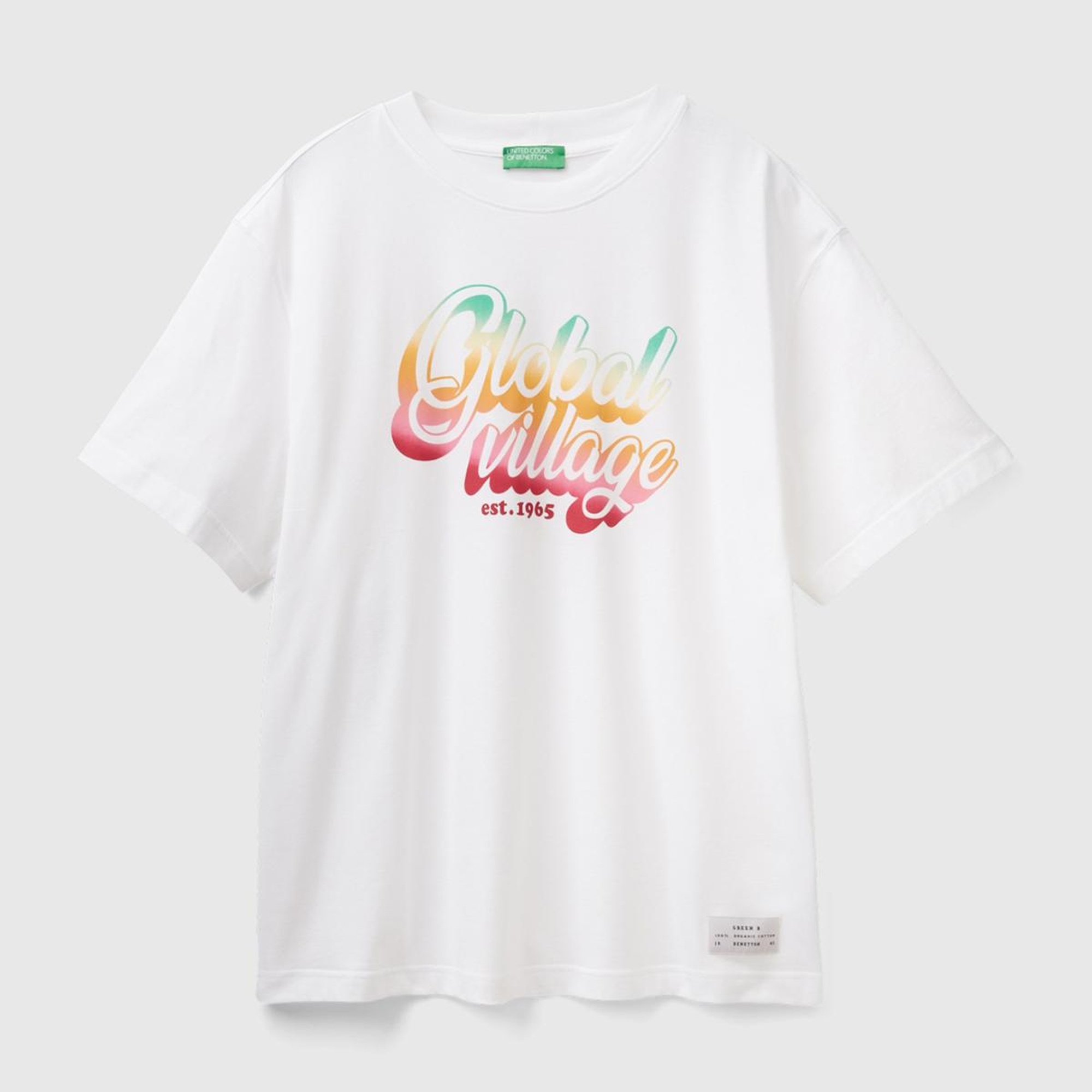 Erkek Beyaz %100 Pamuk Önü Arkası Grafik Baskılı Bisiklet Yaka T-Shirt