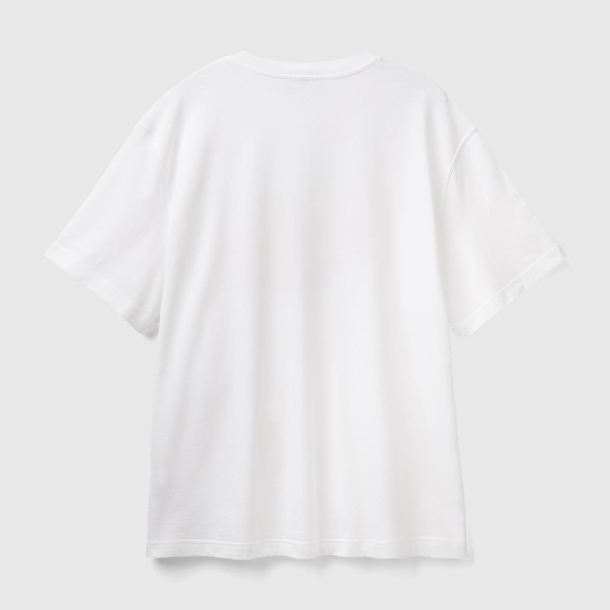 Erkek Beyaz %100 Pamuk Önü Arkası Grafik Baskılı Bisiklet Yaka T-Shirt