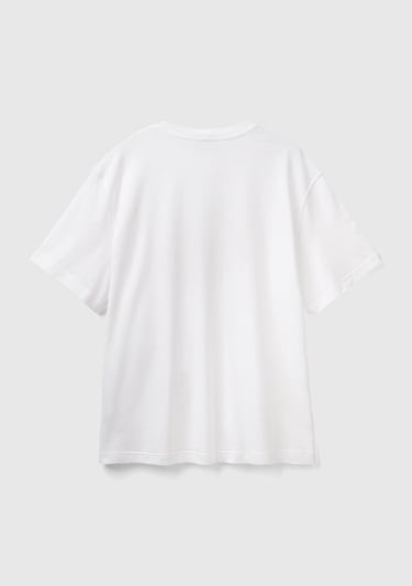  Erkek Beyaz %100 Pamuk Önü Arkası Grafik Baskılı Bisiklet Yaka T-Shirt