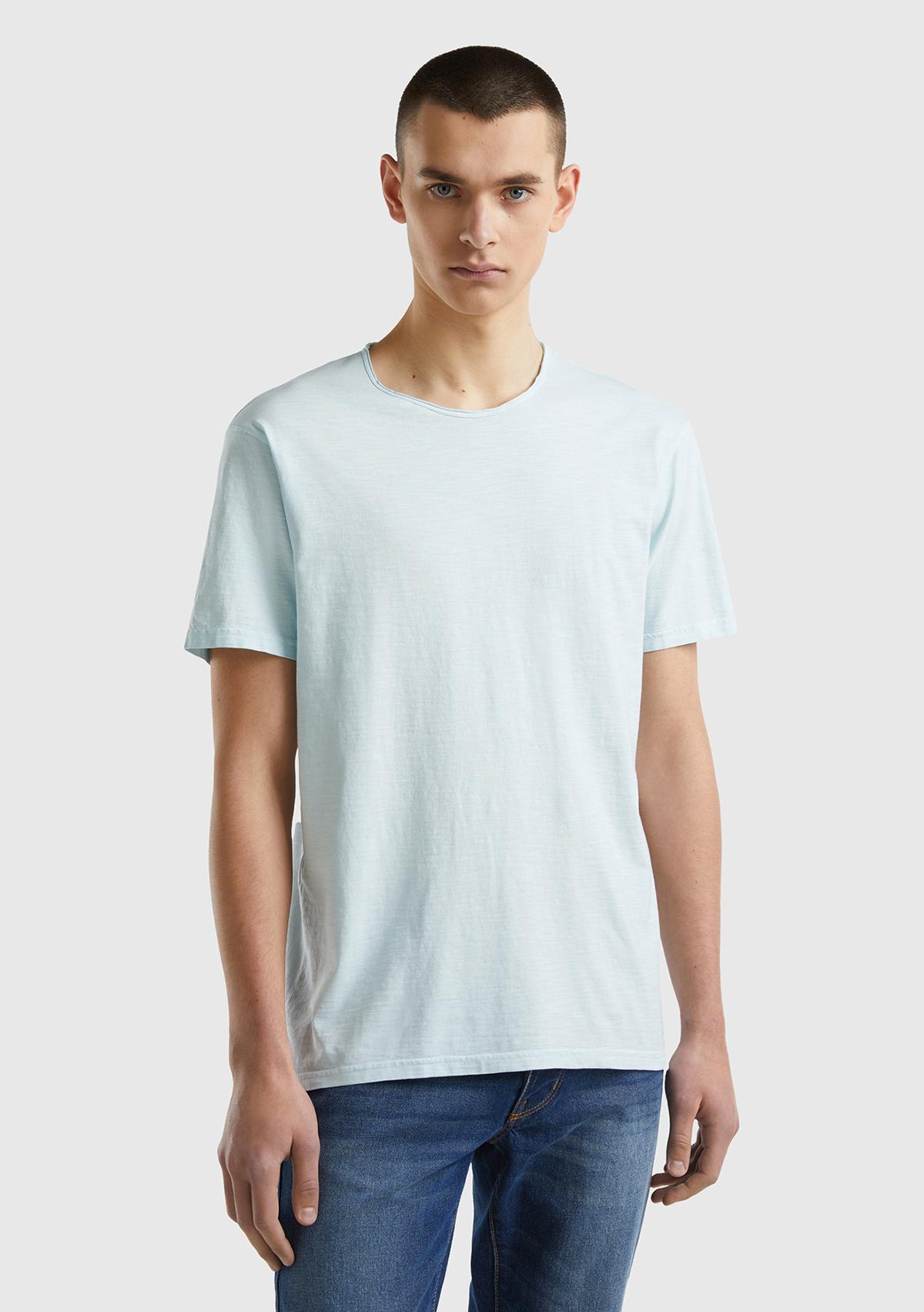  Erkek Su Yeşili Bisiklet Yaka Slub T-shirt