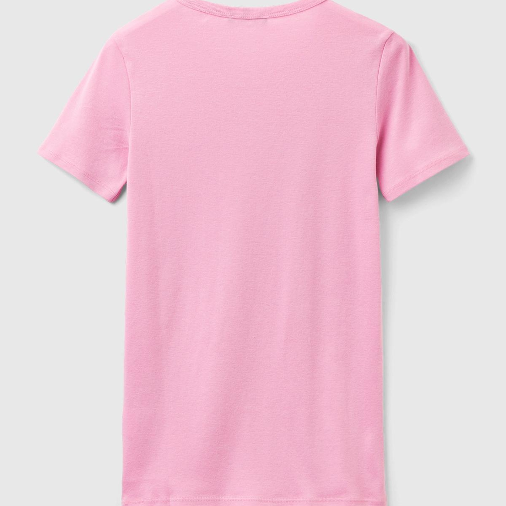 Kadın Açık Pembe %100 Koton Basic Kısa Kollu Bisiklet Yaka T-Shirt