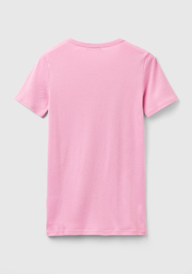  Kadın Açık Pembe %100 Koton Basic Kısa Kollu Bisiklet Yaka T-Shirt