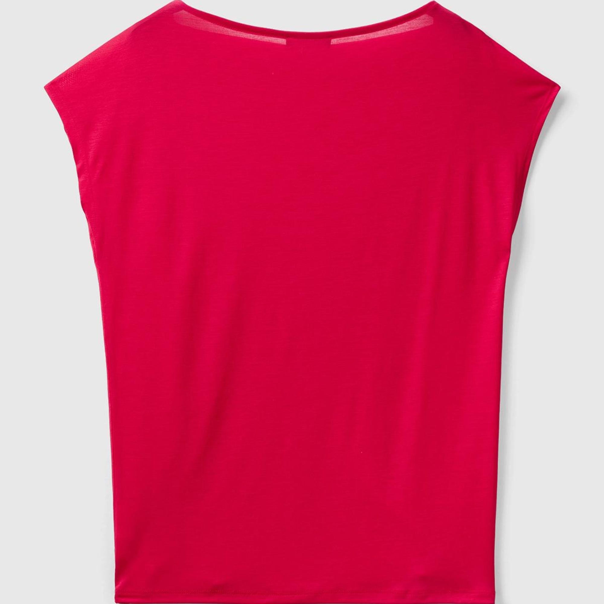 Kadın Vişne %100 Liyosel Kimono Kollu Kayık Yaka T-Shirt