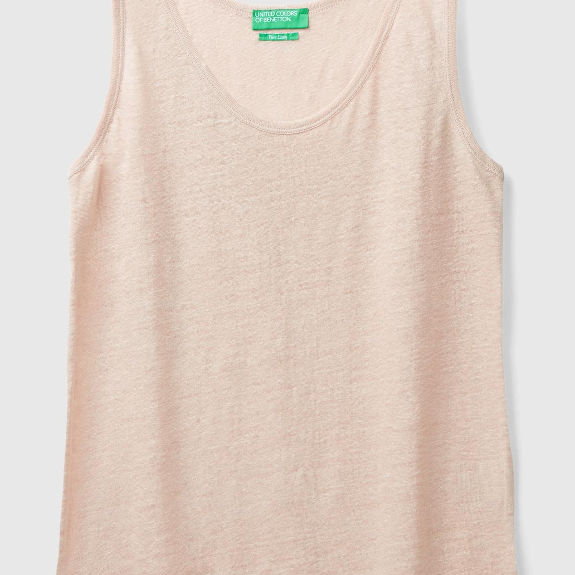 Kadın Pudra %100 Keten Rahat Kalıp Kalın Askılı Atlet