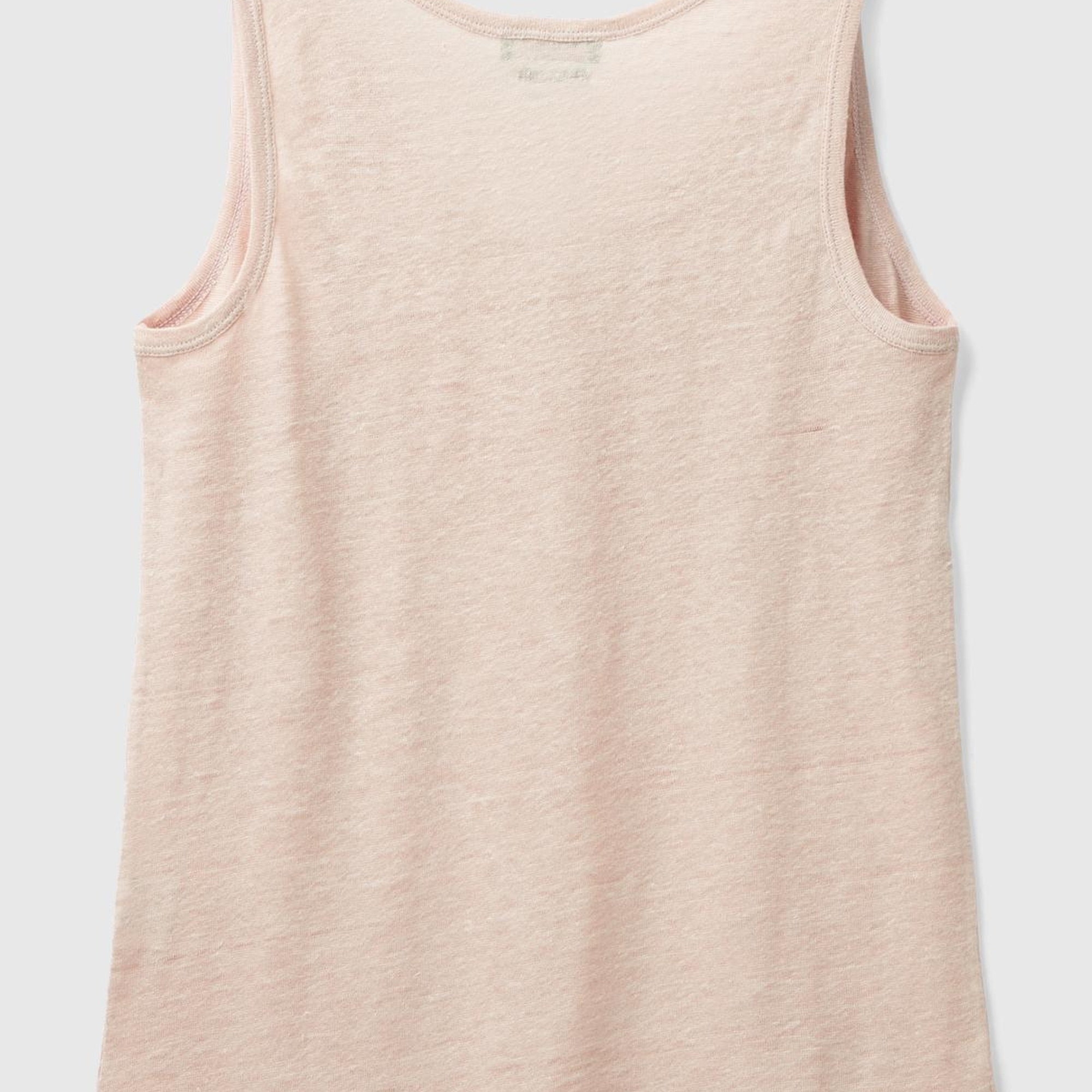 Kadın Pudra %100 Keten Rahat Kalıp Kalın Askılı Atlet