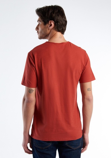  Erkek Bordo V Yaka Slub T-shirt
