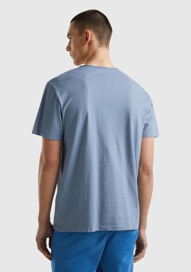  Erkek Gri V Yaka Slub T-shirt