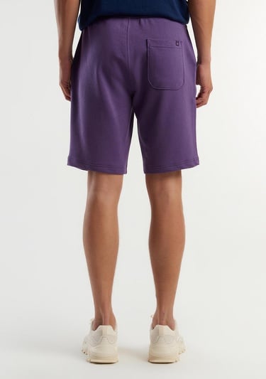  Erkek Mor %100 Pamuk Logo Detaylı Beli Lastikli Bermuda Şort