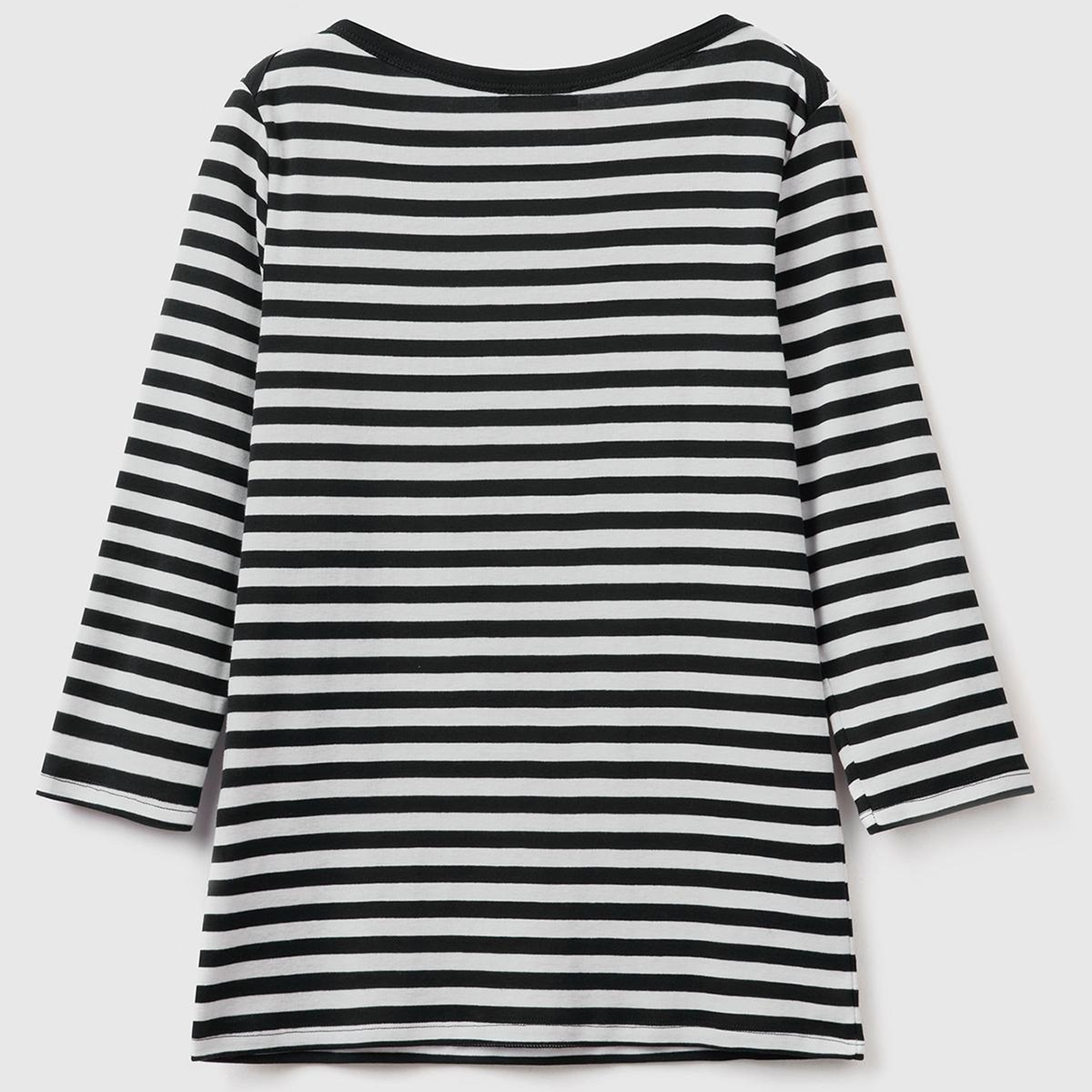 Kadın Siyah Truvakar Kol Çizgili T-shirt