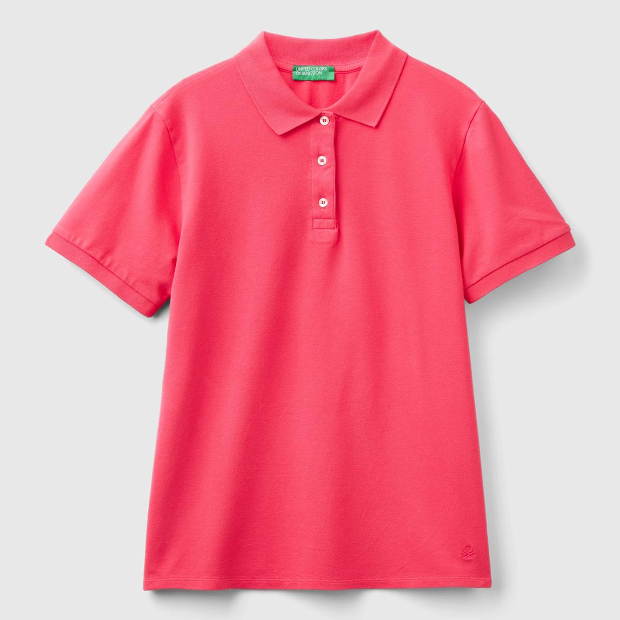 Kadın Koyu Pembe Streç Pamuklu Sol Altı Logo Baskılı Polo T-Shirt