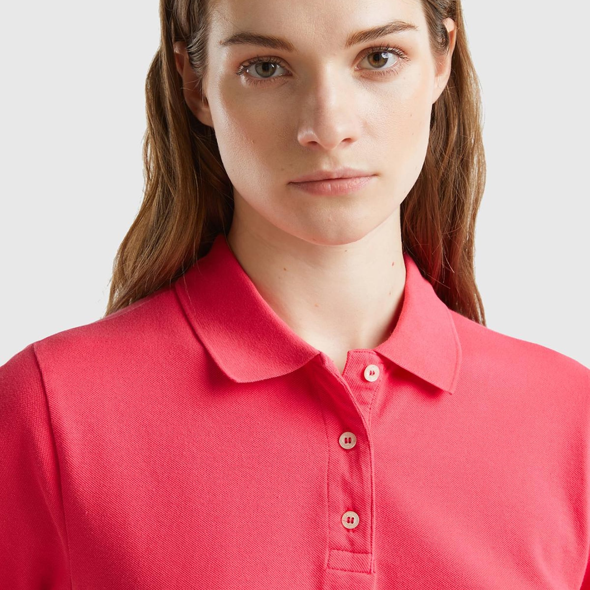 Kadın Koyu Pembe Streç Pamuklu Sol Altı Logo Baskılı Polo T-Shirt