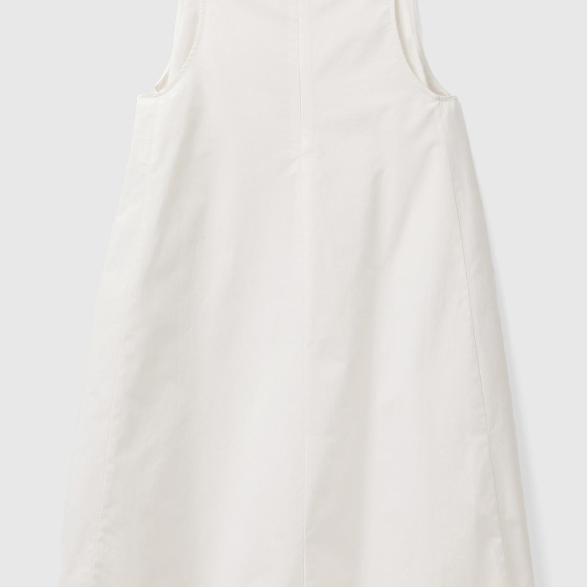 Kadın Krem %100 Koton Kolsuz Midi Boy Elbise