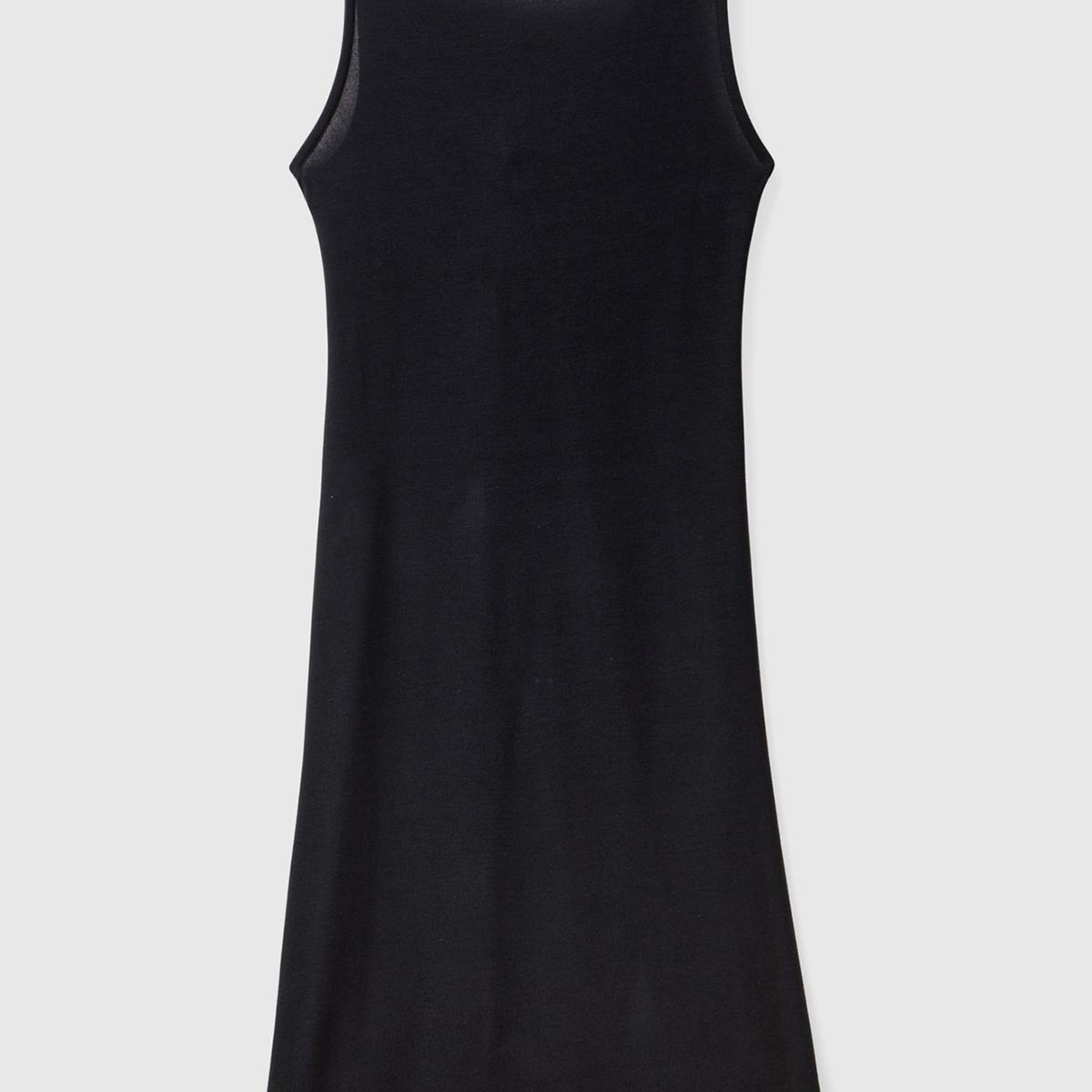 Kadın Siyah Viskoz Karışımlı Arkası Üçgen ve Düğüm Detaylı Kolsuz Elbise