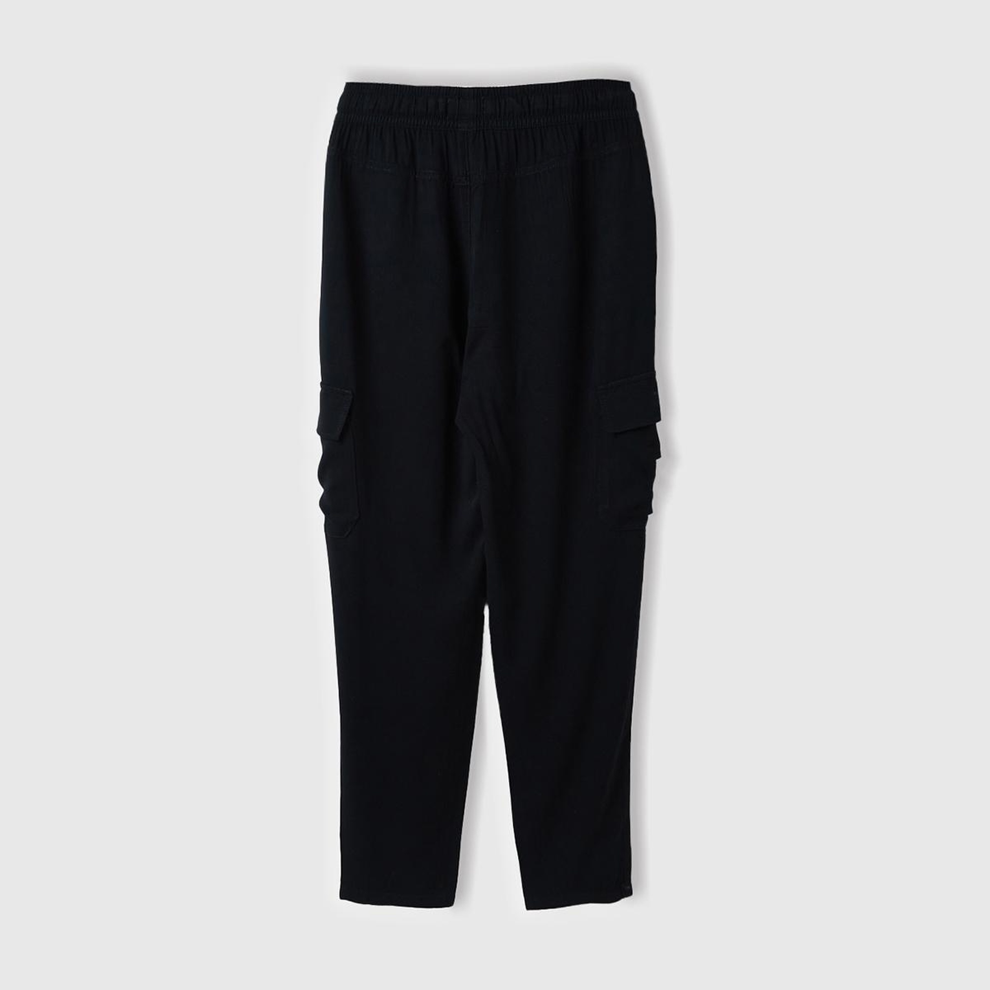 Kadın Siyah %100 Viskoz Beli Büzgülü 4 Cepli Dar Paça Pantolon