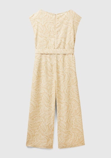  Kadın Krem Mix %100 Liyosel Tamamı Desenli Belden Bağlamalı Tulum