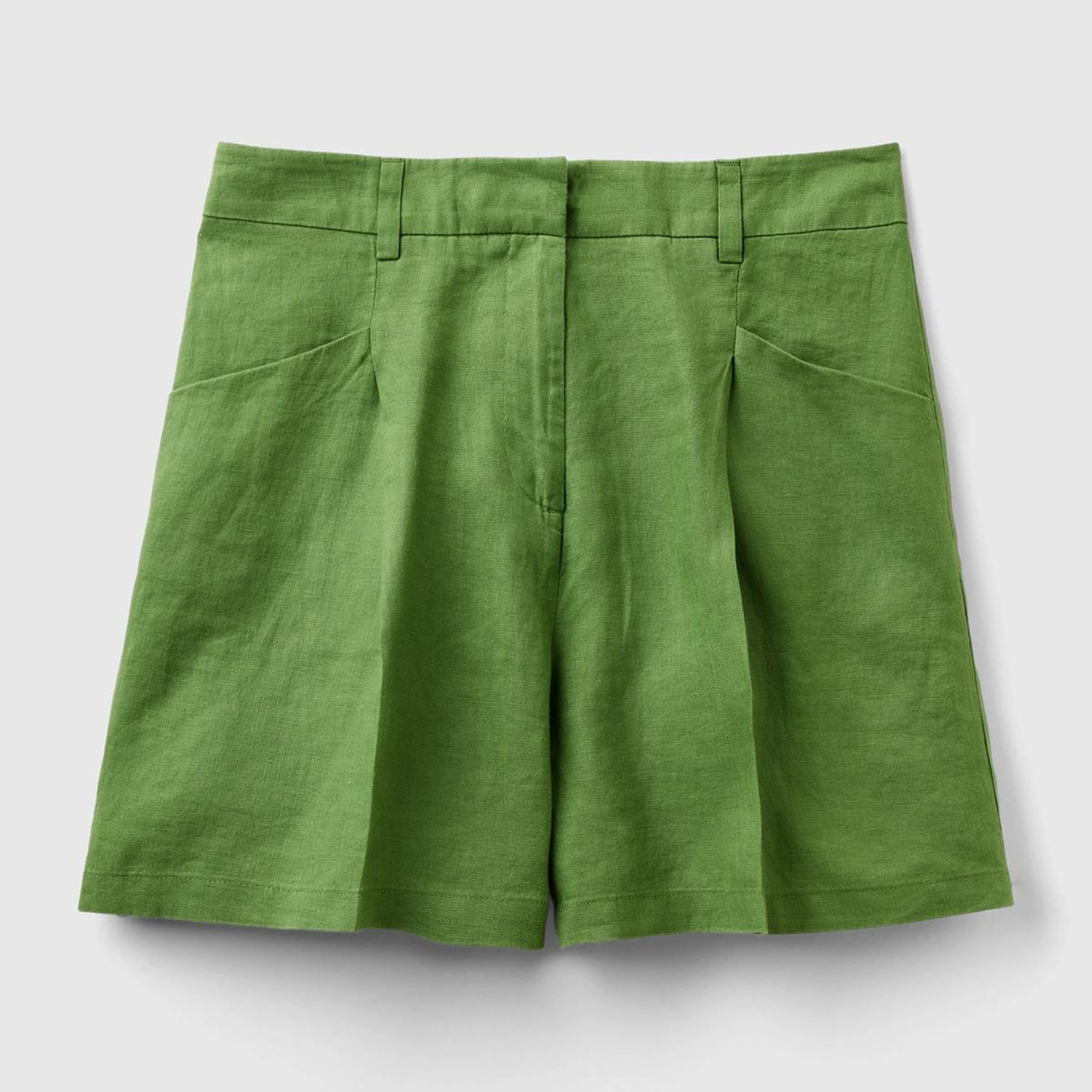 Kadın Soluk Yeşil %100 Keten Kısa Şort