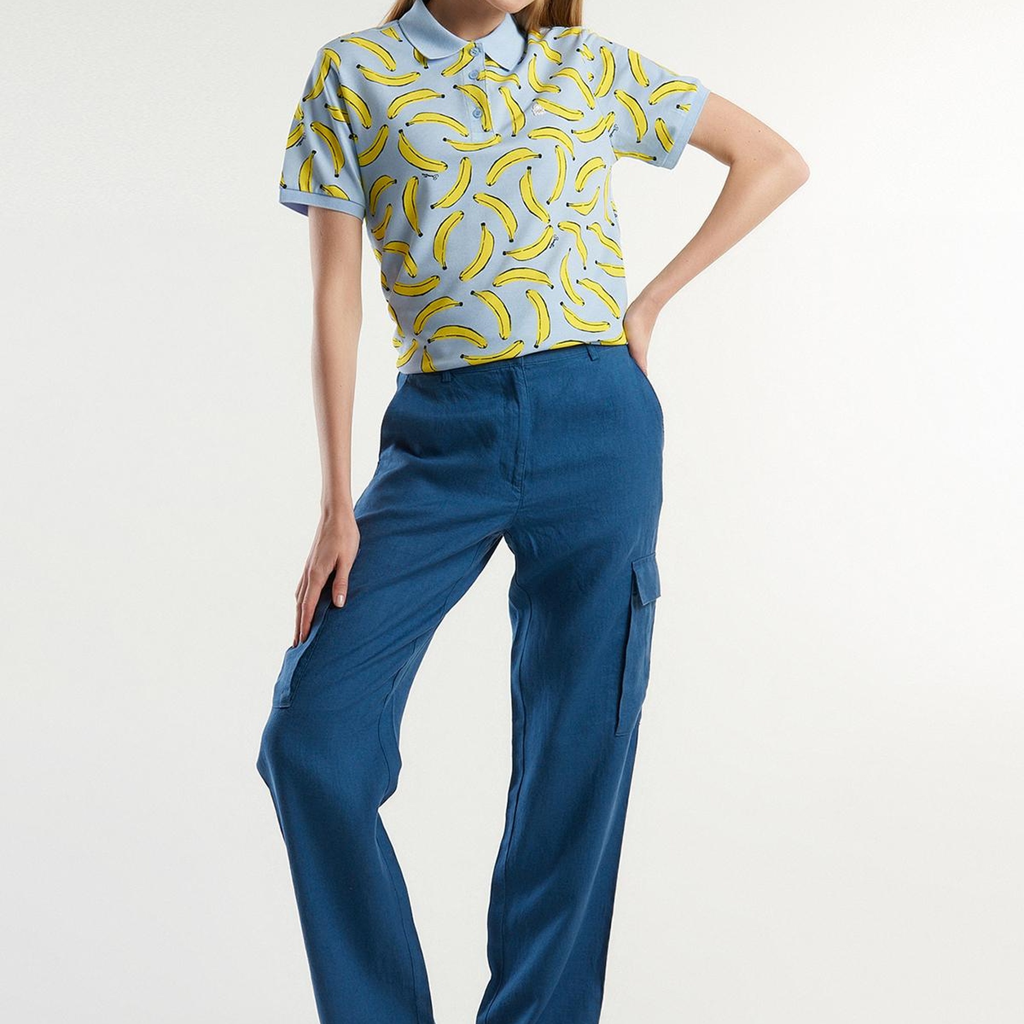 Kadın Gece Mavisi %100 Keten Kargo Pantolon