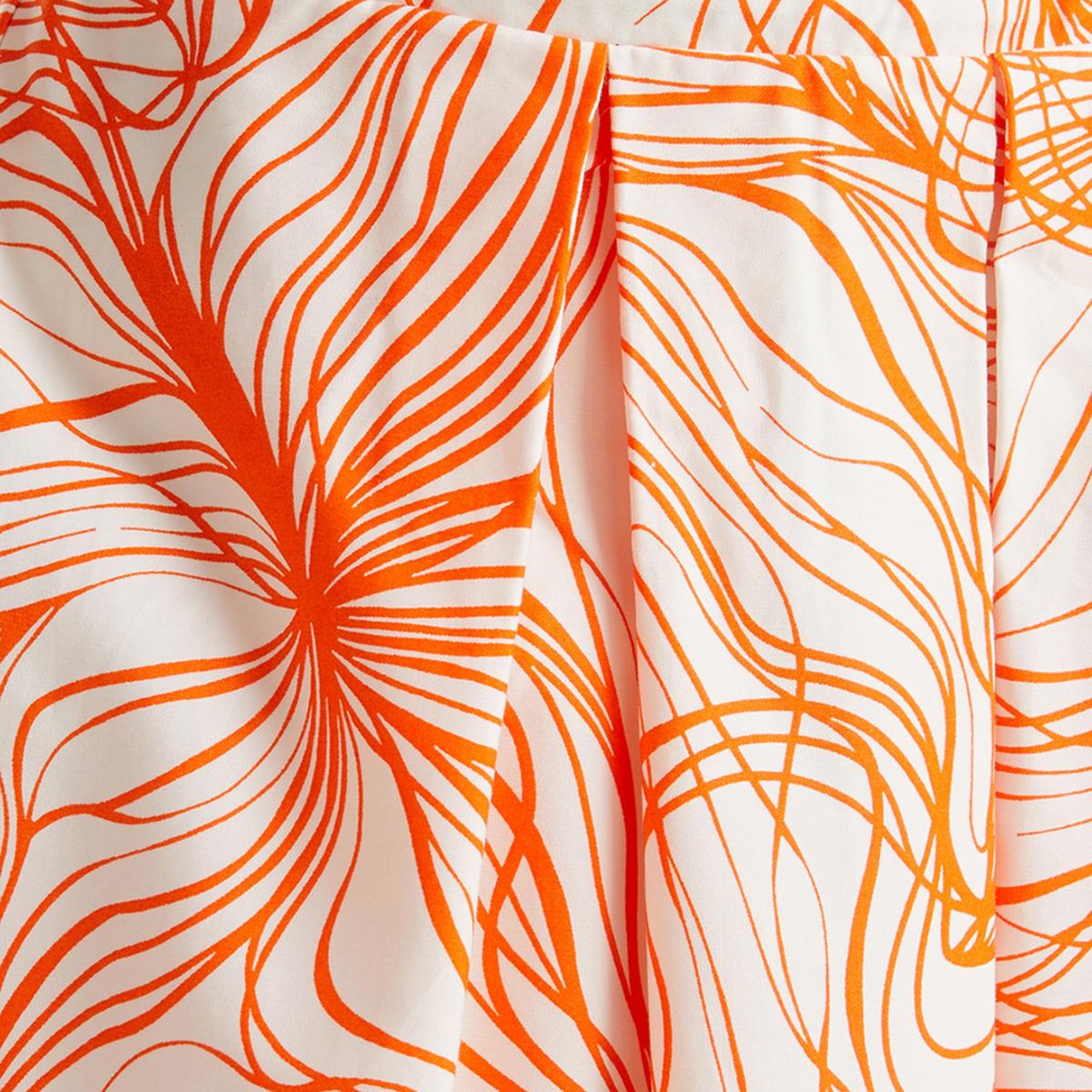 Kadın Turuncu Mix Pamuk Karışımlı Tamamı Desenli Beli Büzgülü Uzun Etek