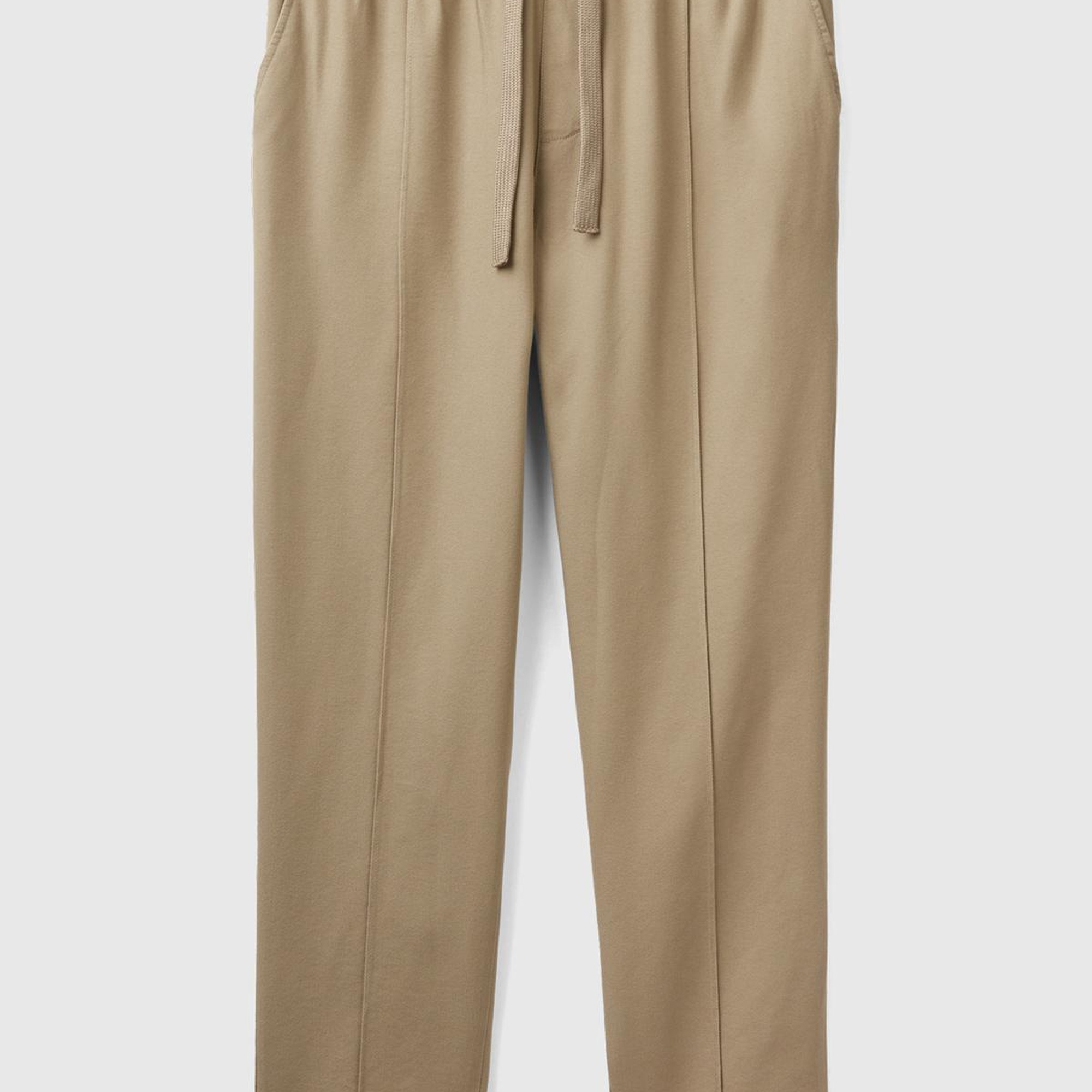 Erkek Haki Pamuk Karışımlı Yama Cepli Beli Büzgülü İpli Jogger Pantolon