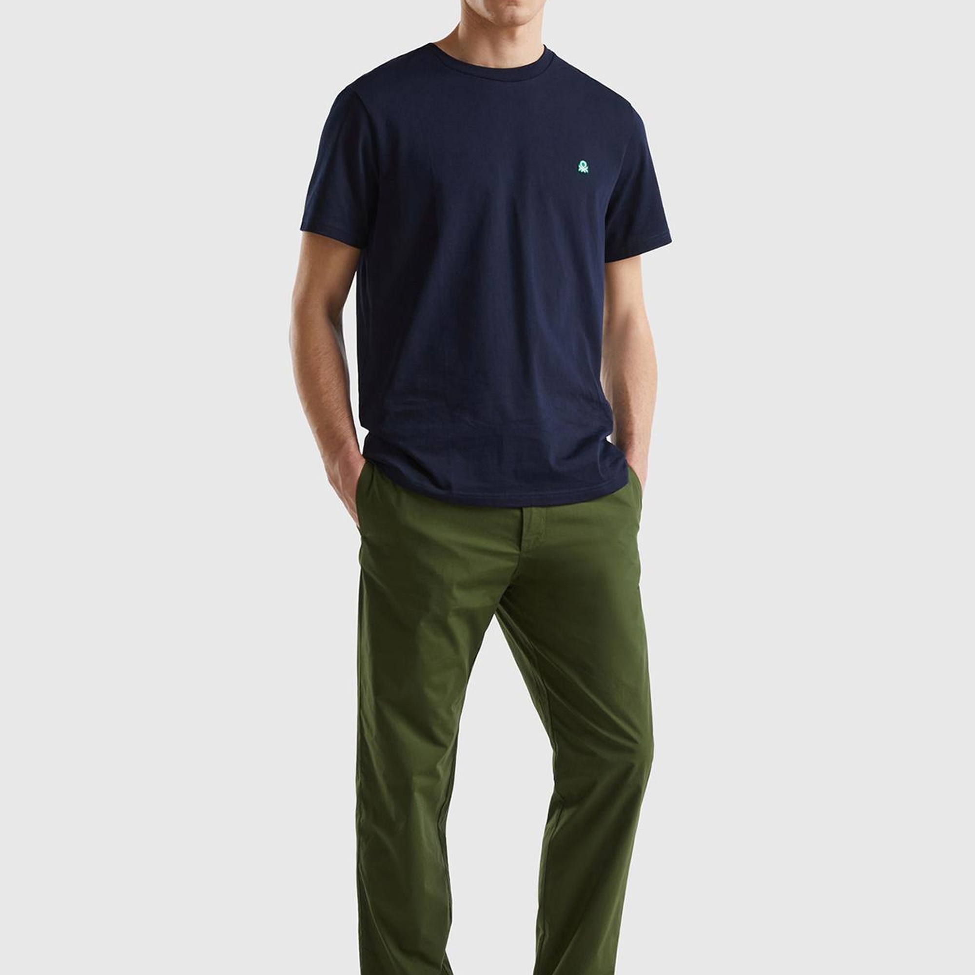 Erkek Koyu Yeşil %100 Pamuk 4 Cepli Beli Büzgülü İpli Pantolon