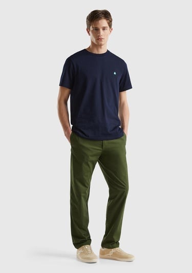  Erkek Koyu Yeşil %100 Pamuk 4 Cepli Beli Büzgülü İpli Pantolon