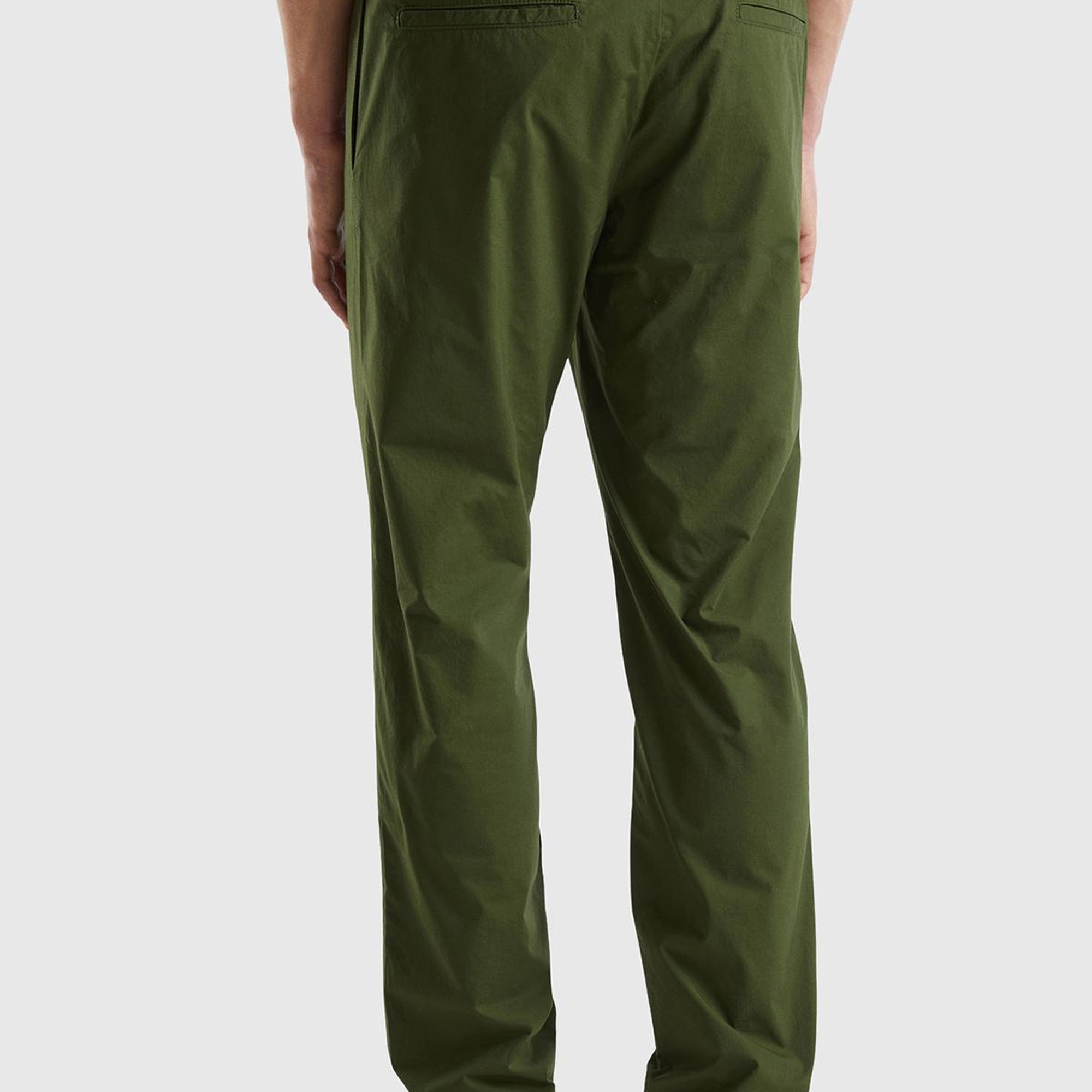 Erkek Koyu Yeşil %100 Pamuk 4 Cepli Beli Büzgülü İpli Pantolon