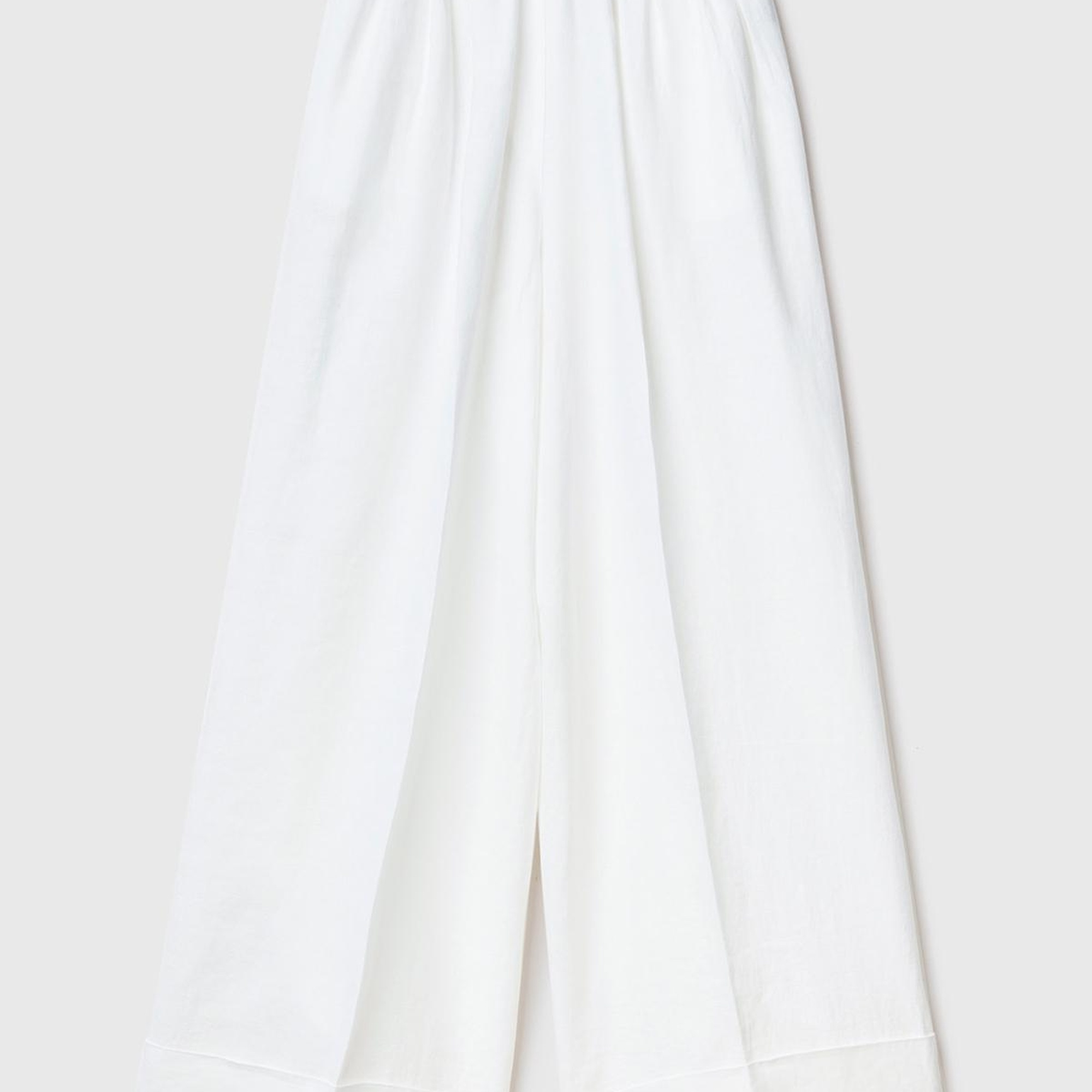 Kadın Beyaz %100 Keten Beli Lastikli Geniş Kesim Pantolon