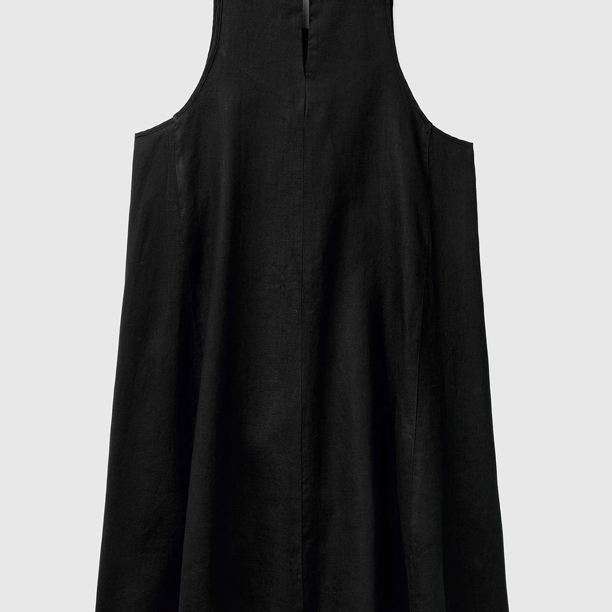 Kadın Siyah %100 Keten Kolsuz Elbise