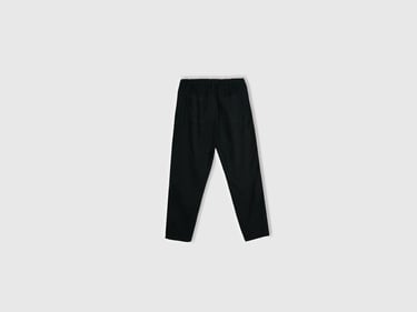  Erkek Siyah %100 Keten Arkası Yama Pantolon