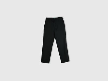  Erkek Siyah %100 Keten Arkası Yama Pantolon