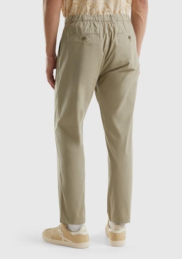  Erkek Haki Pamuk Karışımlı 4 Cepli Chino Pantolon