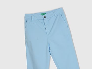  Kadın Açık Mavi Elastanlı Basic Chino Pantolon