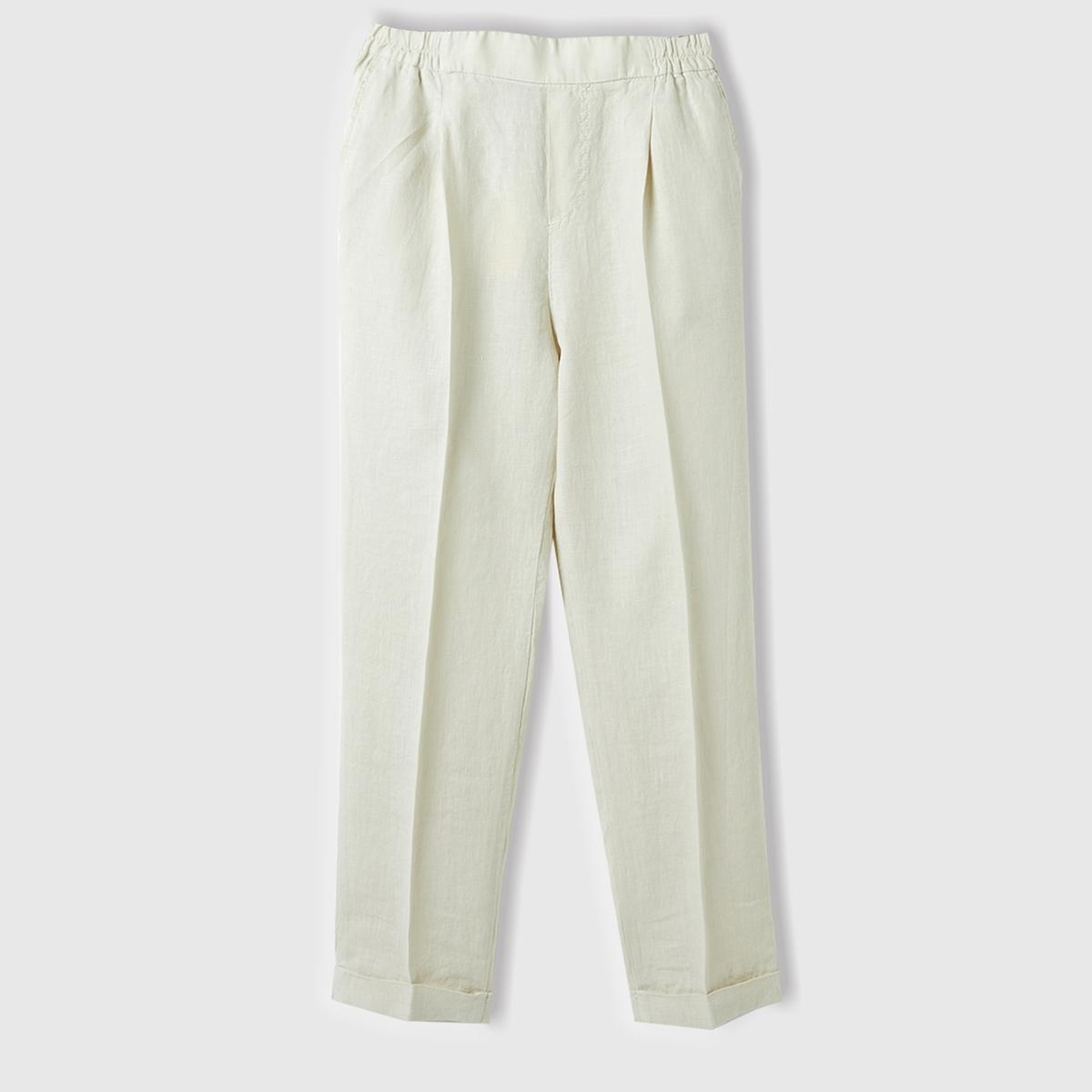 Kadın %100 Keten Beli Lastikli Pantolon