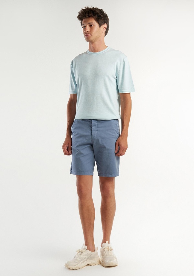  Erkek Gri Chino Bermuda