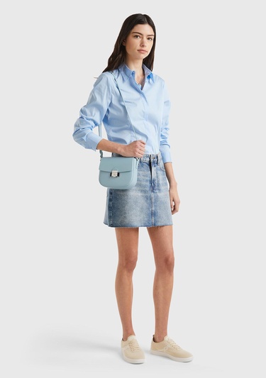  Kadın Lacivert %100 Pamuk Ucu Dikişsiz 5 Cepli Mini Denim Etek