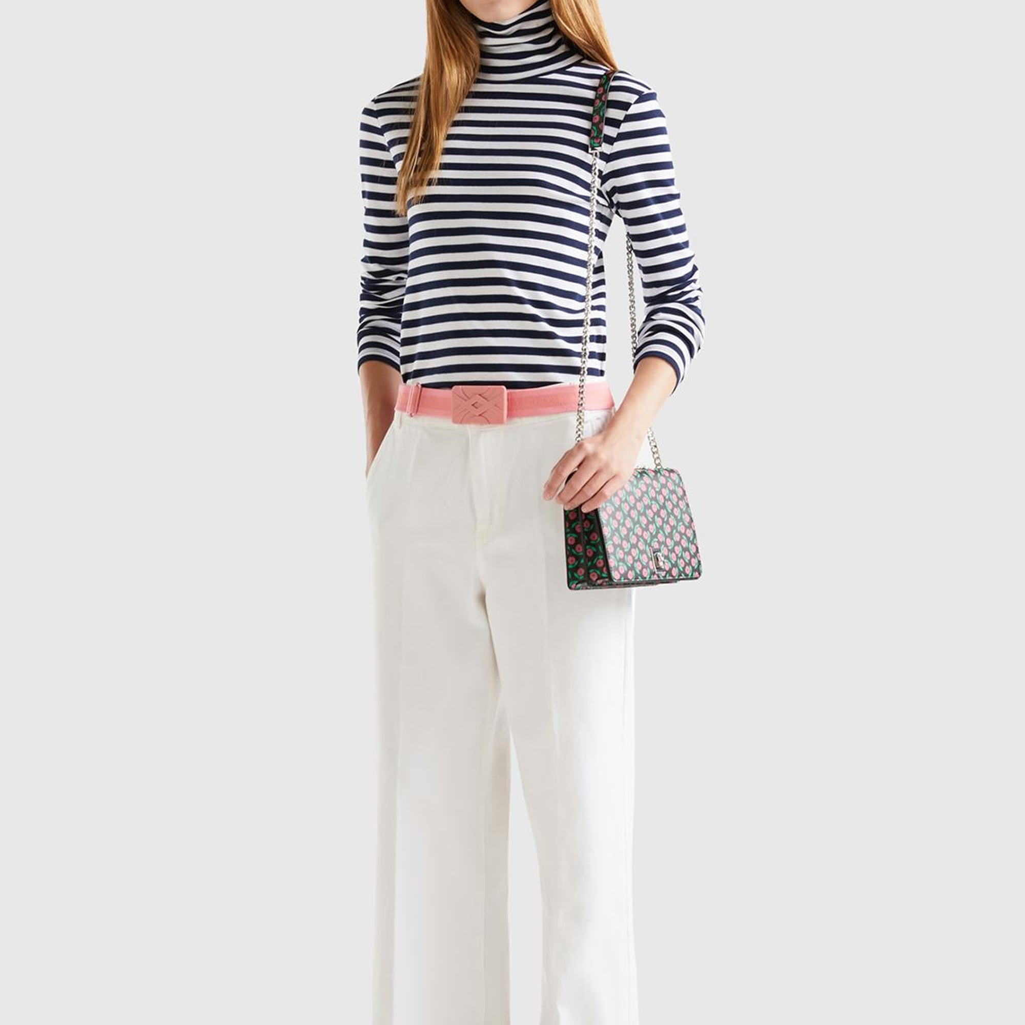 Kadın Beyaz Beli Lastikli Geniş Paça Denim Pantolon