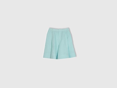  Kadın %100 Keten Beli Lastikli  Bermuda Şort