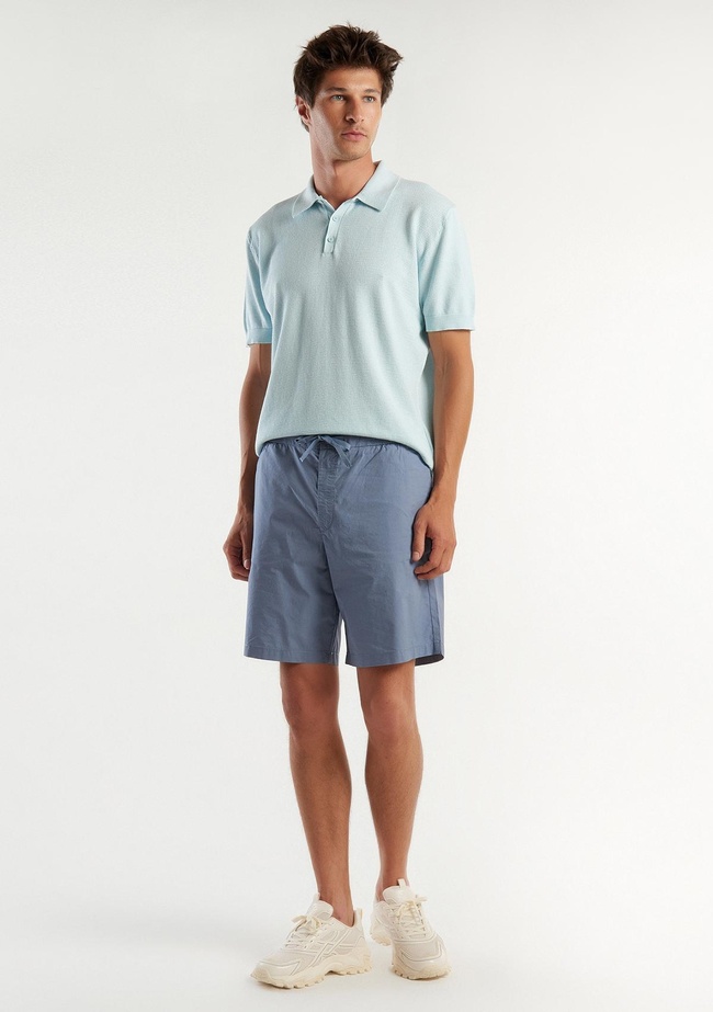  Erkek Gri %100 Pamuk 4 Cepli Beli Büzgülü İpli Kısa Şort