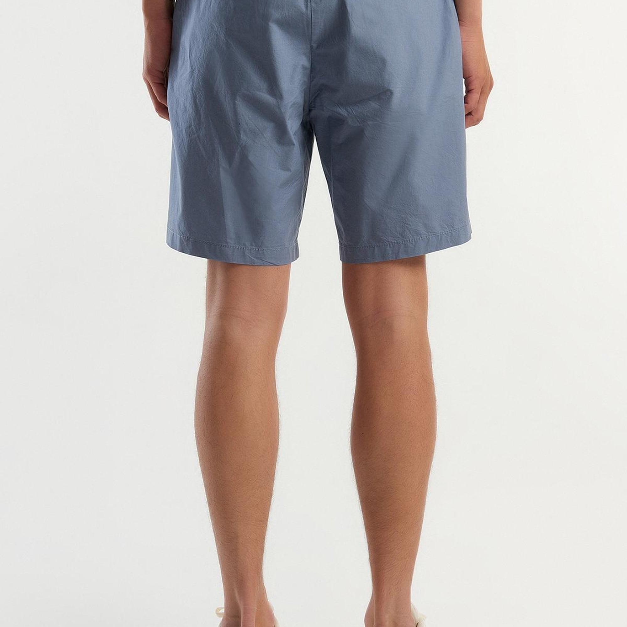 Erkek Gri %100 Pamuk 4 Cepli Beli Büzgülü İpli Kısa Şort