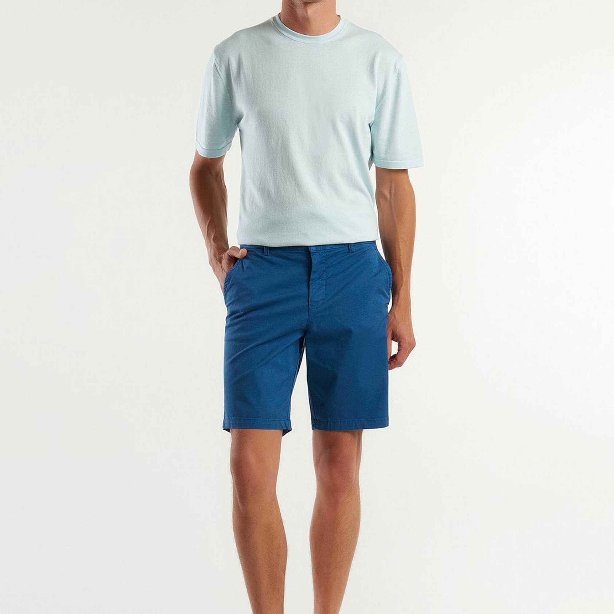 Erkek Gece Mavisi Chino Bermuda