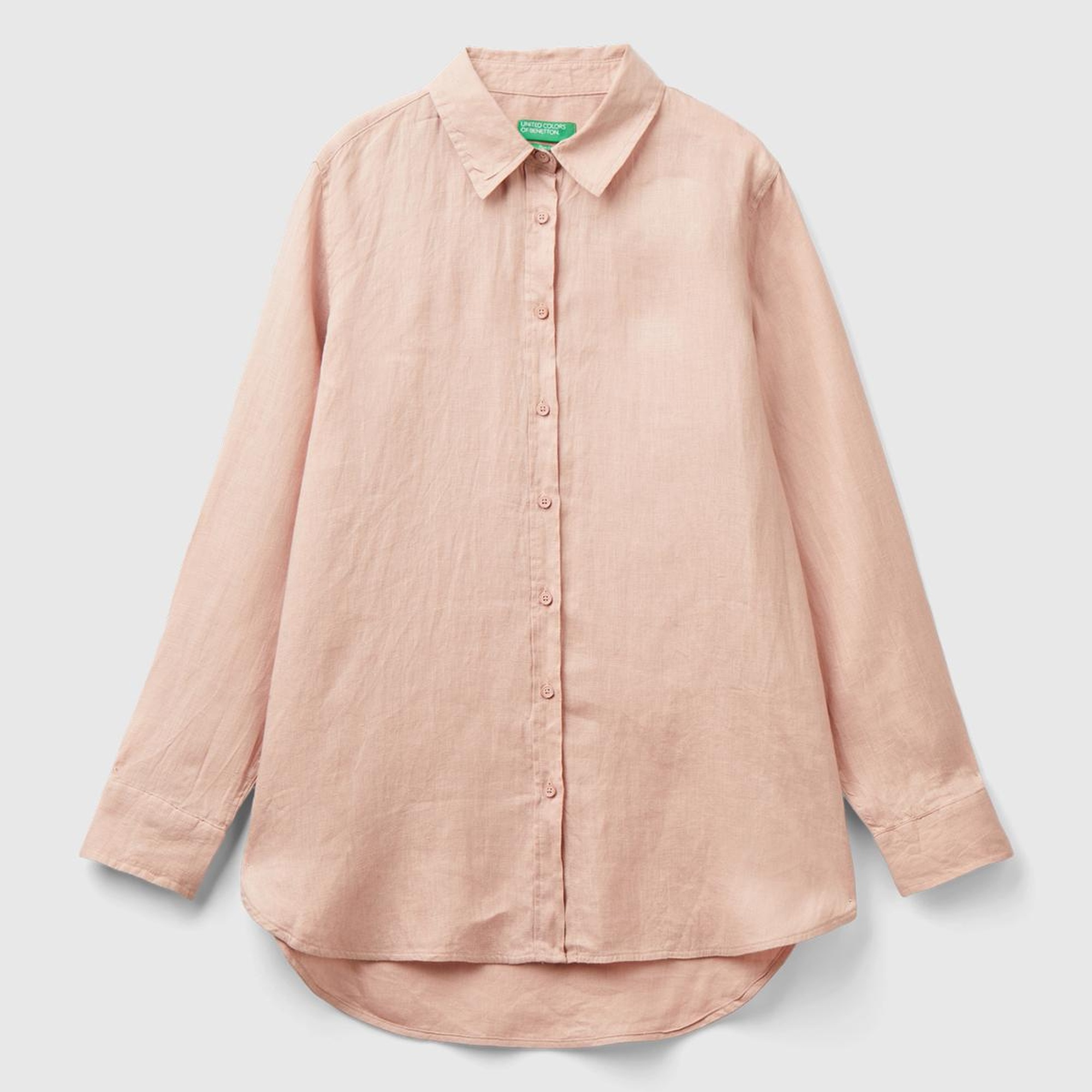 Kadın Pudra %100 Keten Gömlek