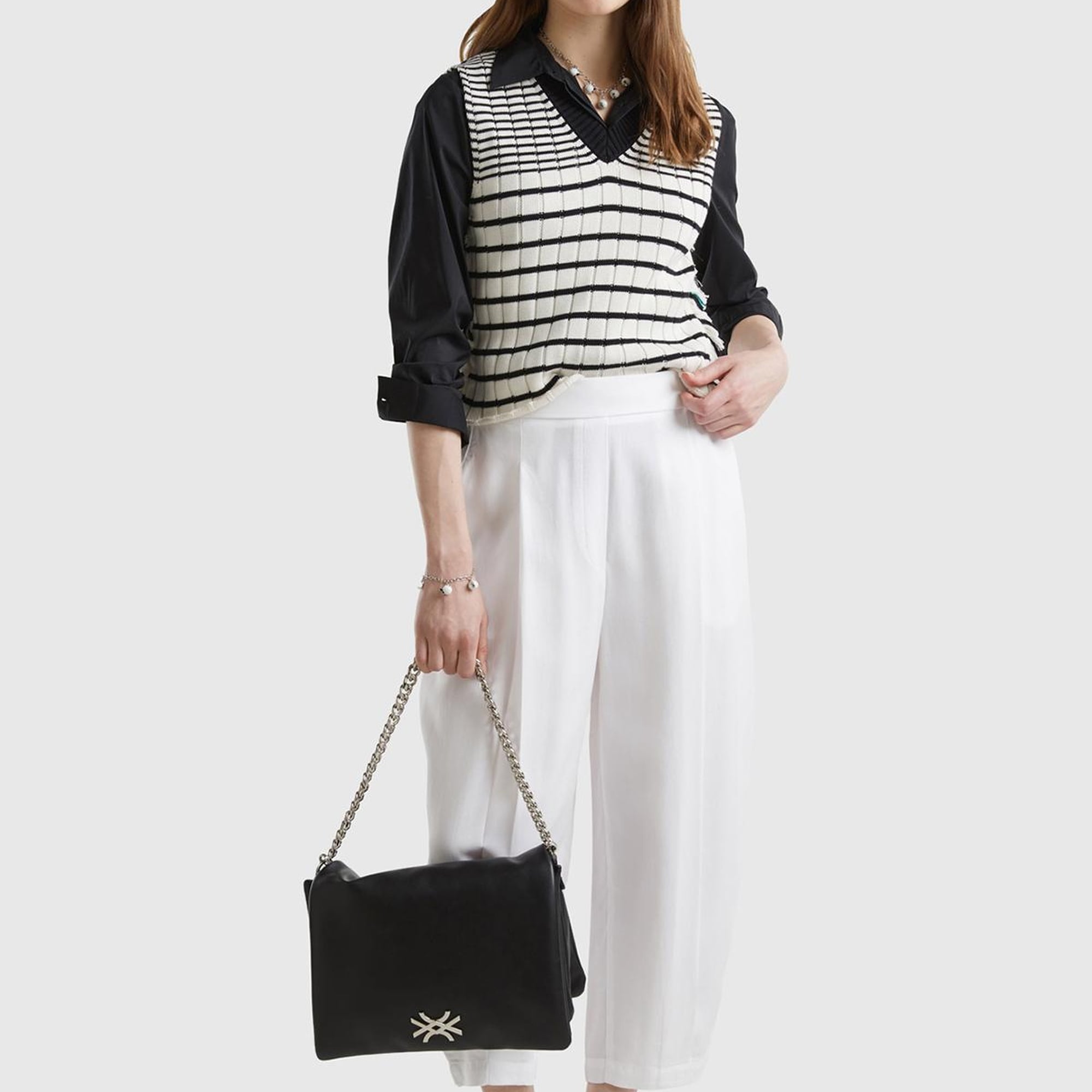 Kadın Beyaz %100 Liyosel Bol Kesim Beli Lastikli Pantolon