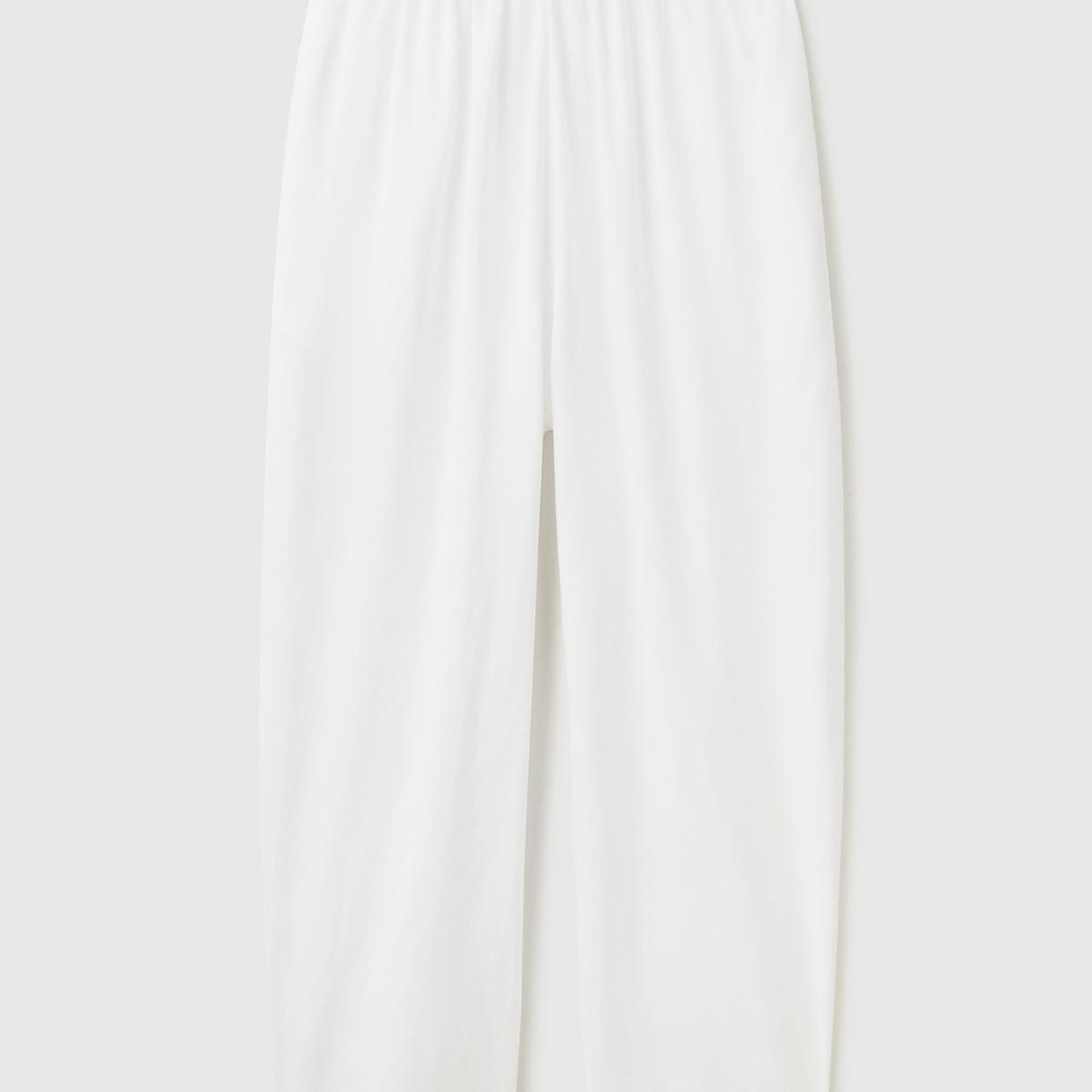 Kadın Beyaz %100 Liyosel Bol Kesim Beli Lastikli Pantolon