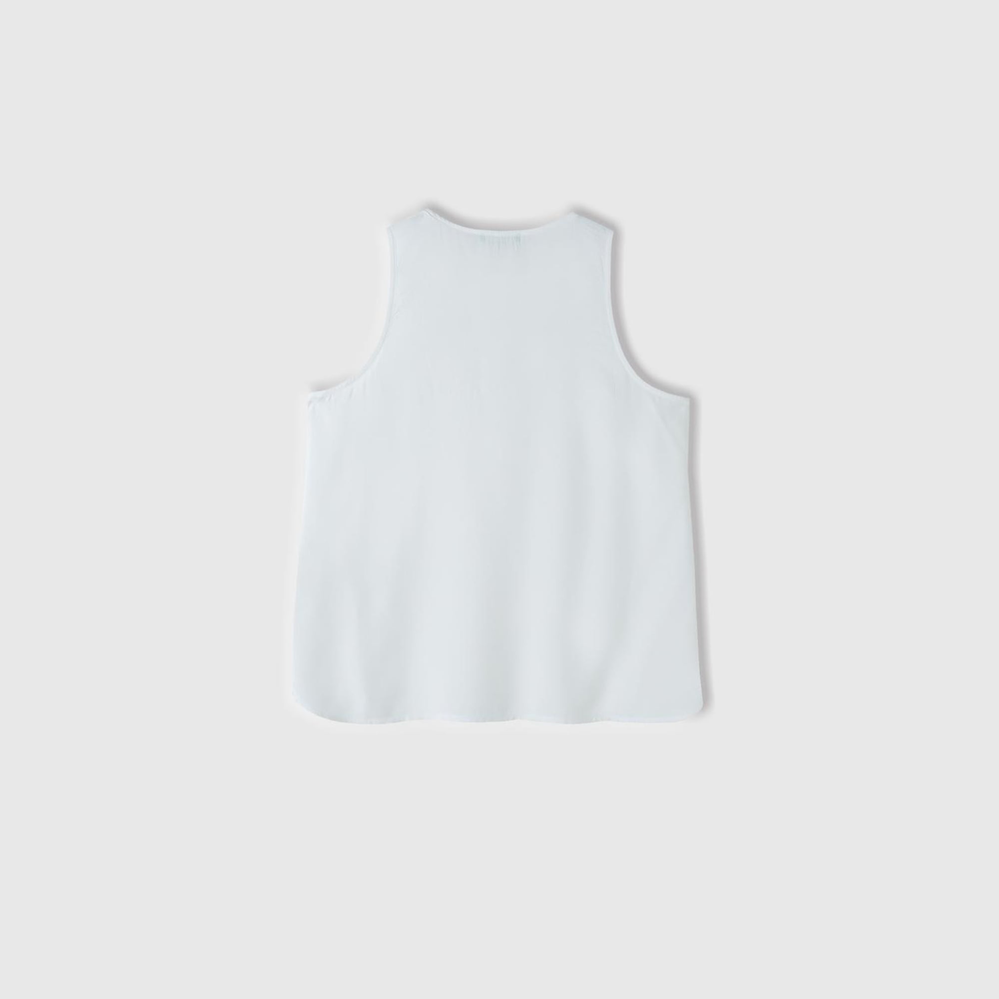 Kadın Beyaz %100 Viskoz Dekoratif Dikişli Geniş Bisiklet Yaka Kolsuz Bluz