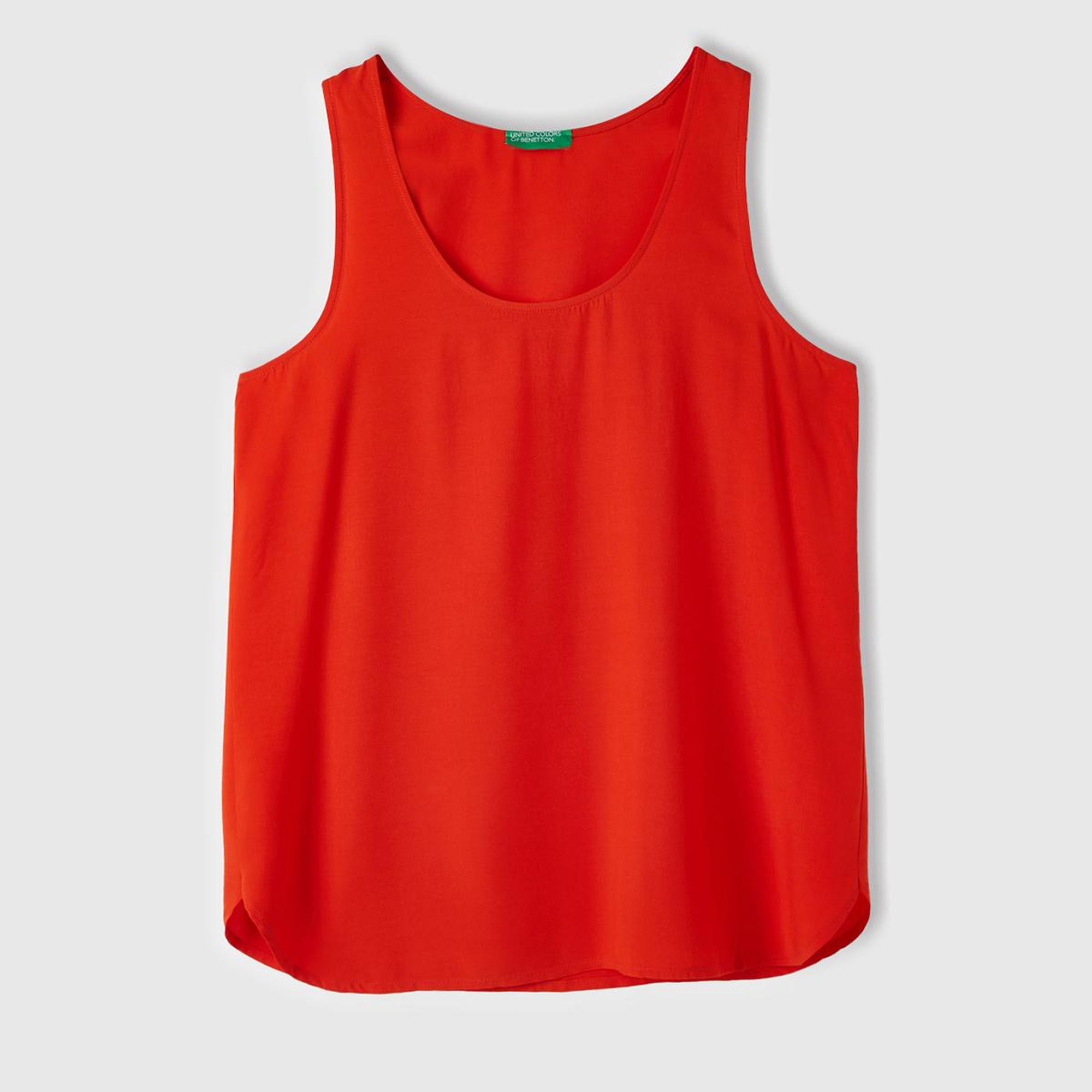 Kadın Nar Çiçeği %100 Viskoz Dekoratif Dikişli Geniş Bisiklet Yaka Kolsuz Bluz